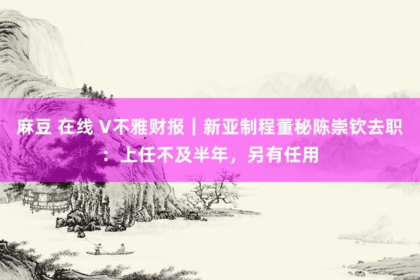 麻豆 在线 V不雅财报｜新亚制程董秘陈崇钦去职：上任不及半年，另有任用