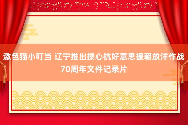 激色猫小叮当 辽宁推出操心抗好意思援朝放洋作战70周年文件记录片